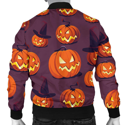 Halloween Pumpkin Pattern Print Design 03 Men Bomber Jacket