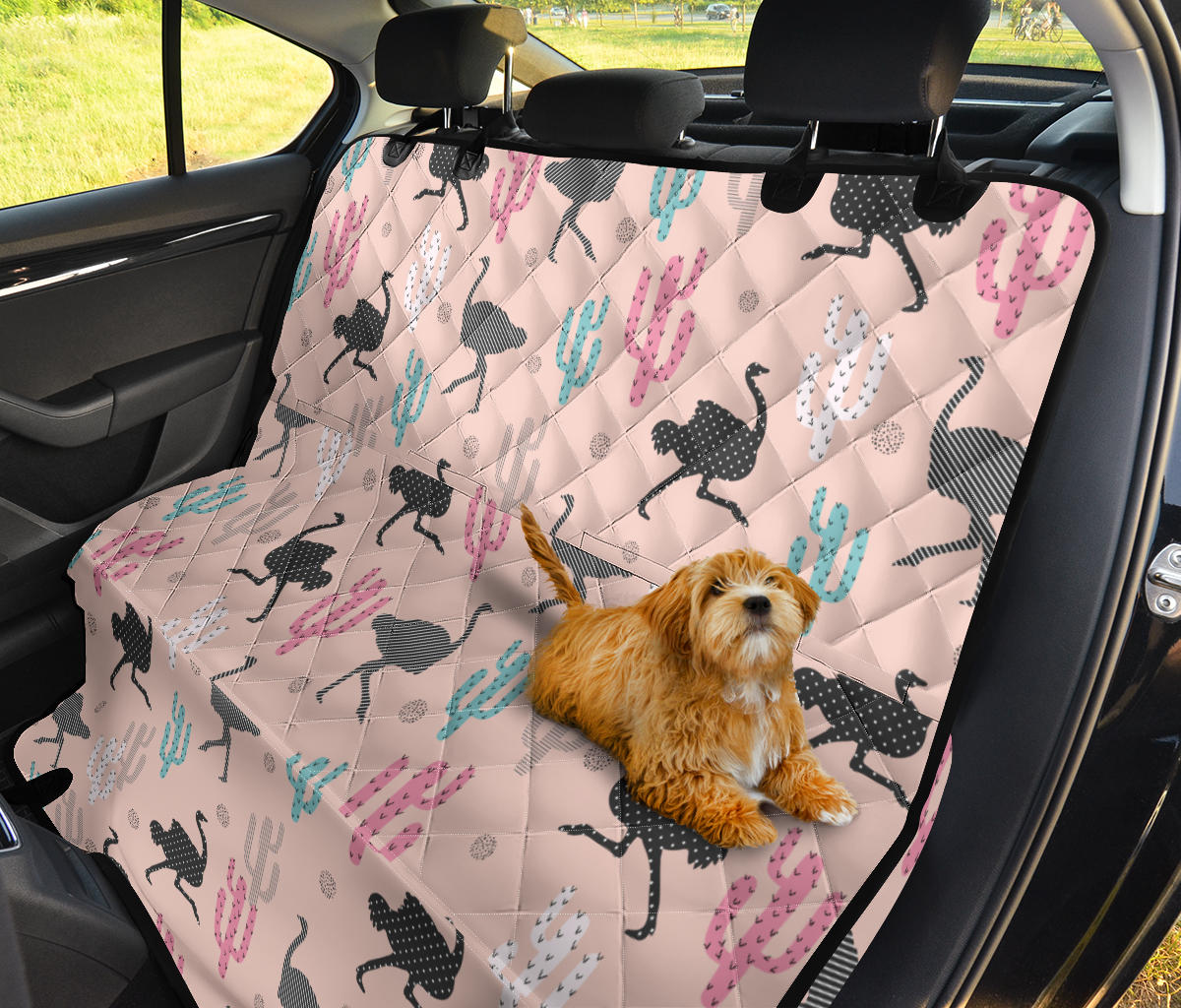 Ostrich Pattern Print Design 03 Rear Dog Car Seat Cover Hammock