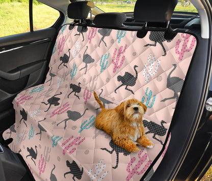 Ostrich Pattern Print Design 03 Rear Dog Car Seat Cover Hammock
