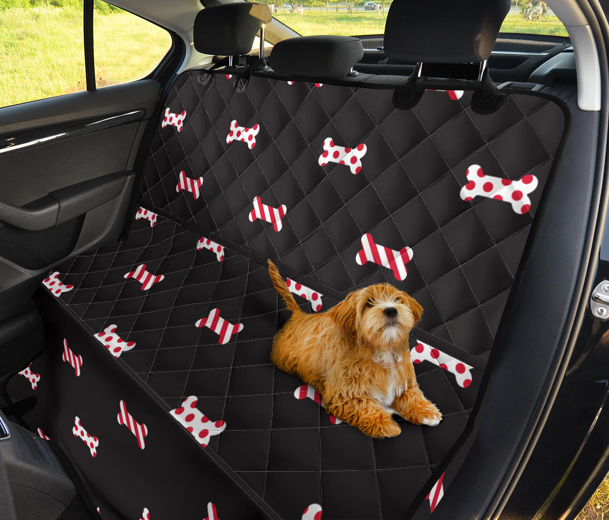 Dog Bone Pattern Print Design 04 Rear Dog Car Seat Cover Hammock