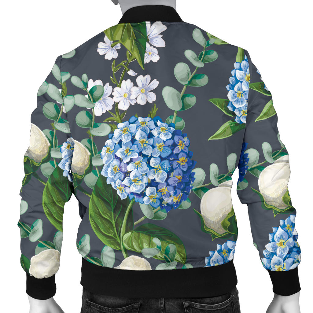 Hydrangea Pattern Print Design 02 Men Bomber Jacket