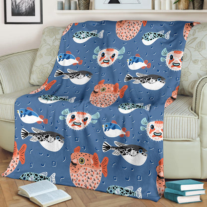 Fugu Pattern Print Design 02 Premium Blanket