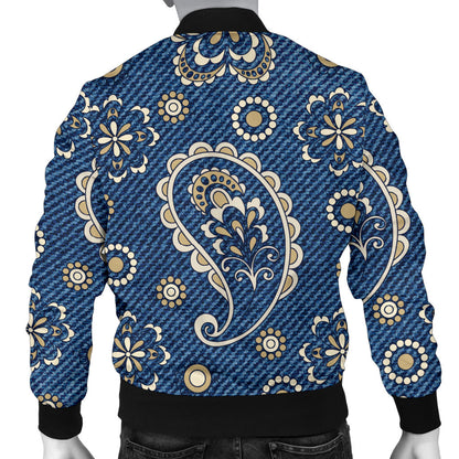 Jean Paisley Pattern Print Design 01 Men Bomber Jacket