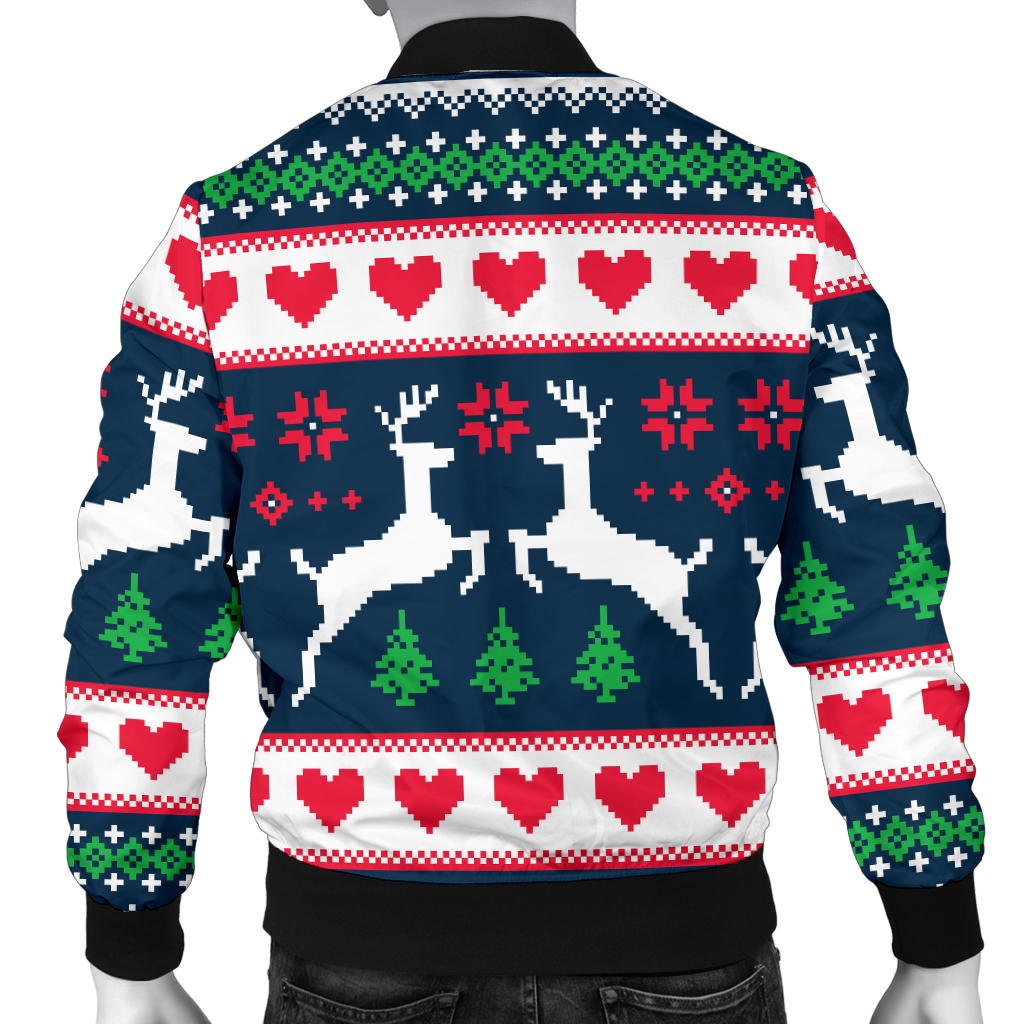 Reindeer Pattern Print Design 03 Men Bomber Jacket