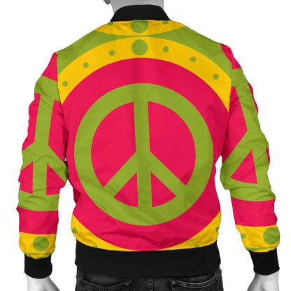 Peace Sign Pattern Print Design A01 Men Bomber Jacket