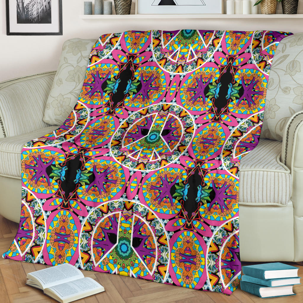 Peace Sign Pattern Print Design A03 Premium Blanket