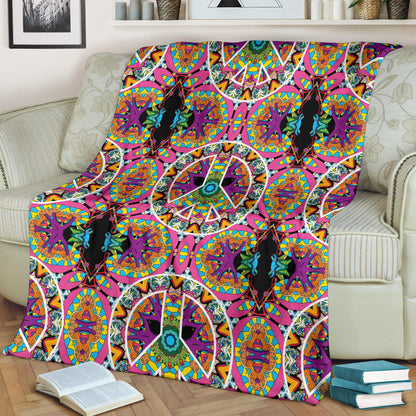 Peace Sign Pattern Print Design A03 Premium Blanket