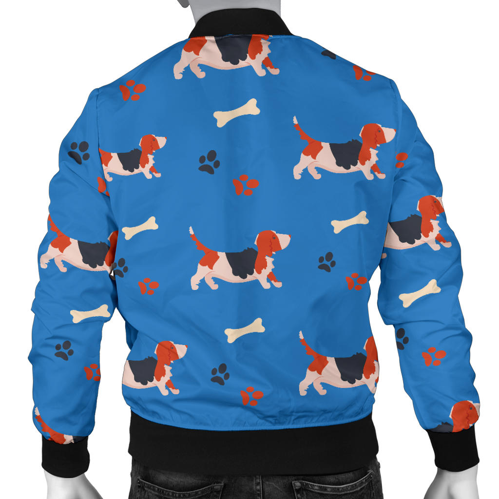 Basset Hound Pattern Print Design 02 Men Bomber Jacket