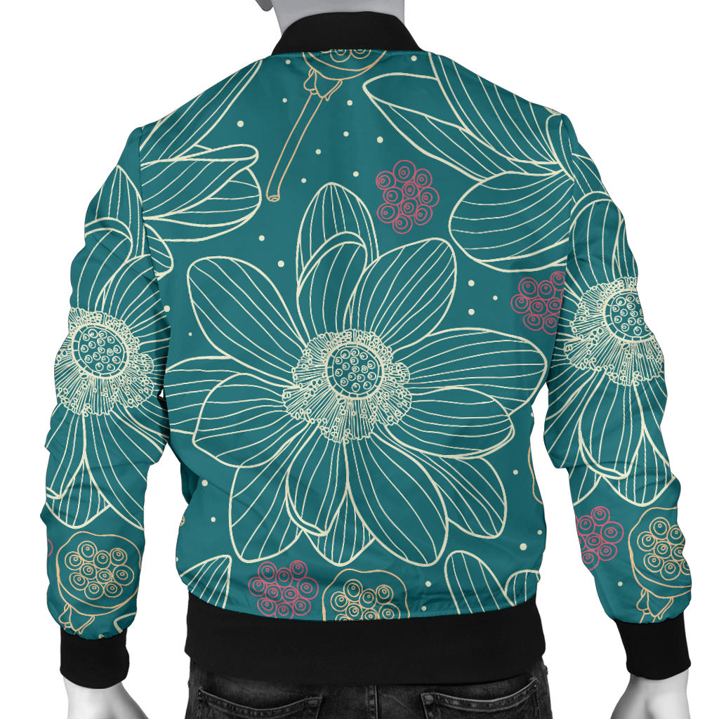 Lotus Pattern Print Design 01 Men Bomber Jacket