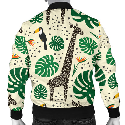 Rainforest Giraffe Pattern Print Design A02 Men Bomber Jacket