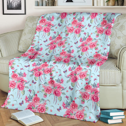 Camellia Pattern Print Design 01 Premium Blanket
