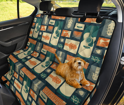 Acoustic Guitar Pattern Print Design 02 Rear Dog Car Seat Cover Hammock