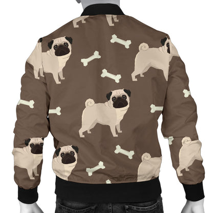Pug Pattern Print Design A02 Men Bomber Jacket