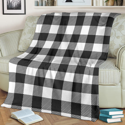 Buffalo check Black white Pattern Print Design 04 Premium Blanket
