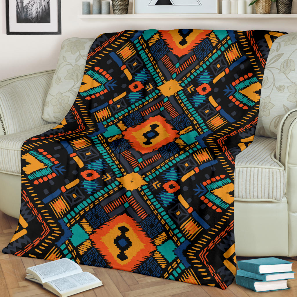 Kente Pattern Print Design 04 Premium Blanket
