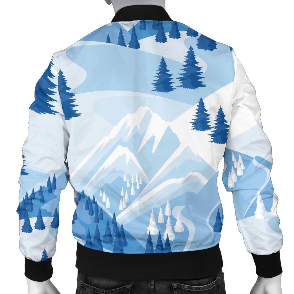 Mountain Pattern Print Design 03 Men Bomber Jacket