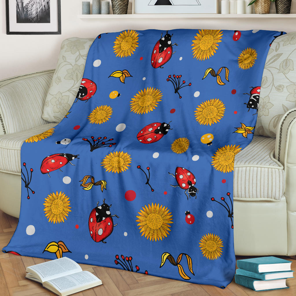 Ladybug Pattern Print Design 05 Premium Blanket