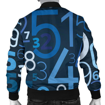 Number Pattern Print Design A02 Men Bomber Jacket