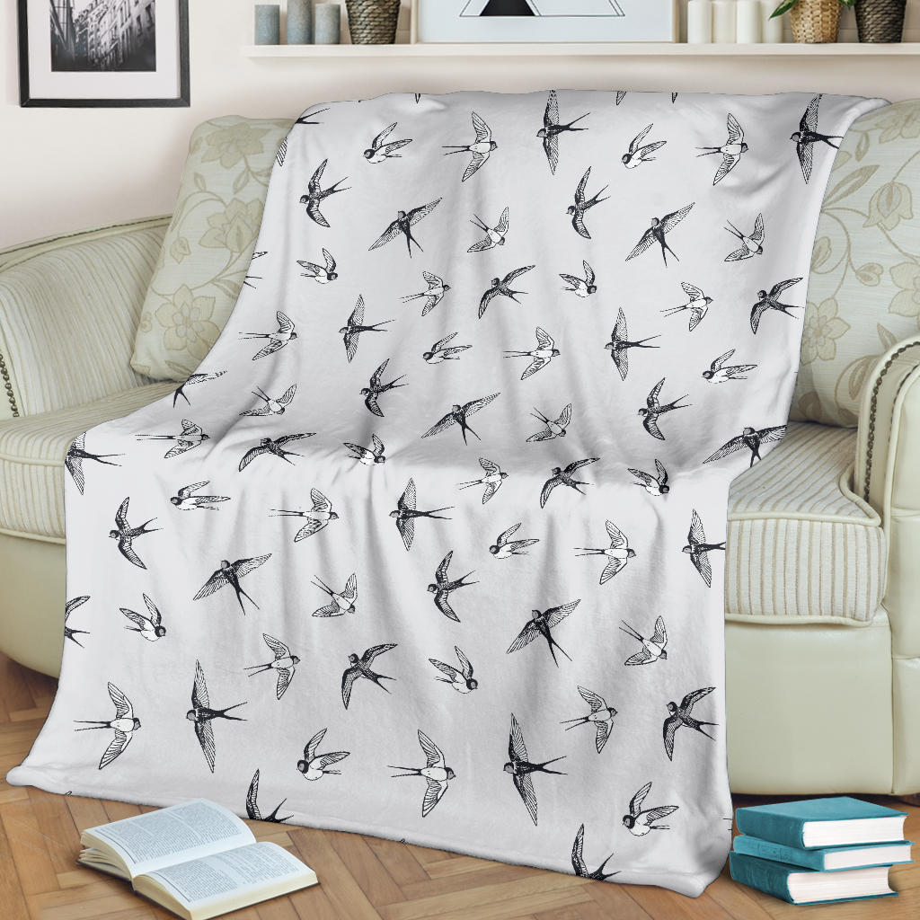 Swallow Bird Pattern Print Design 04 Premium Blanket
