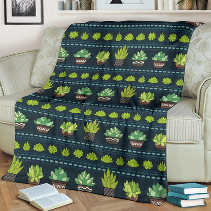 Cactus Pattern Print Design 07 Premium Blanket