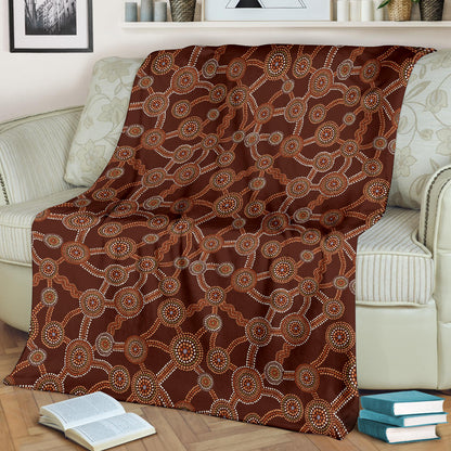 Aboriginal Pattern Print Design 03 Premium Blanket
