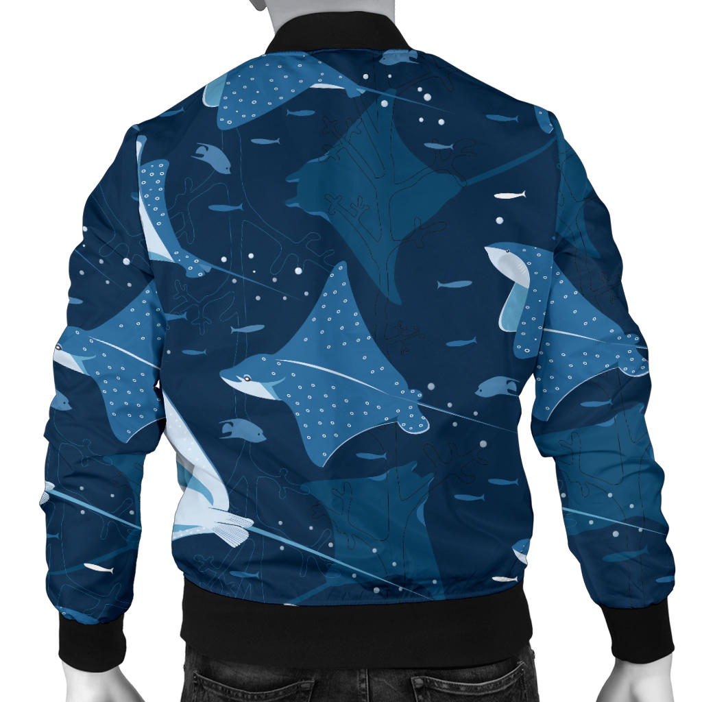 Manta Ray Pattern Print Design 02 Men Bomber Jacket