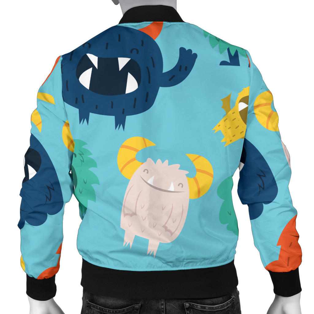 Monster Cartoon Pattern Print Design 03 Men Bomber Jacket