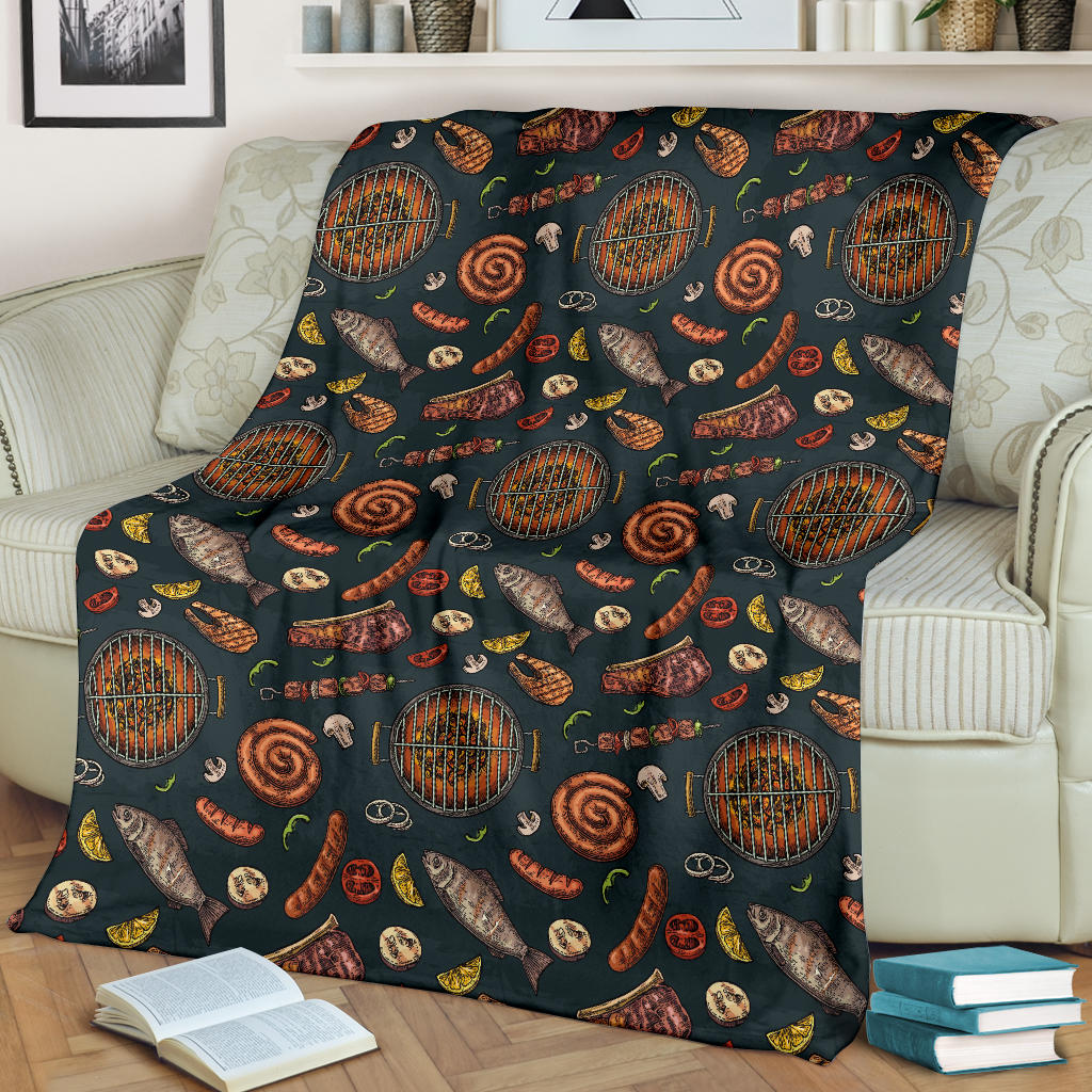 Barbecue Pattern Print Design 02 Premium Blanket