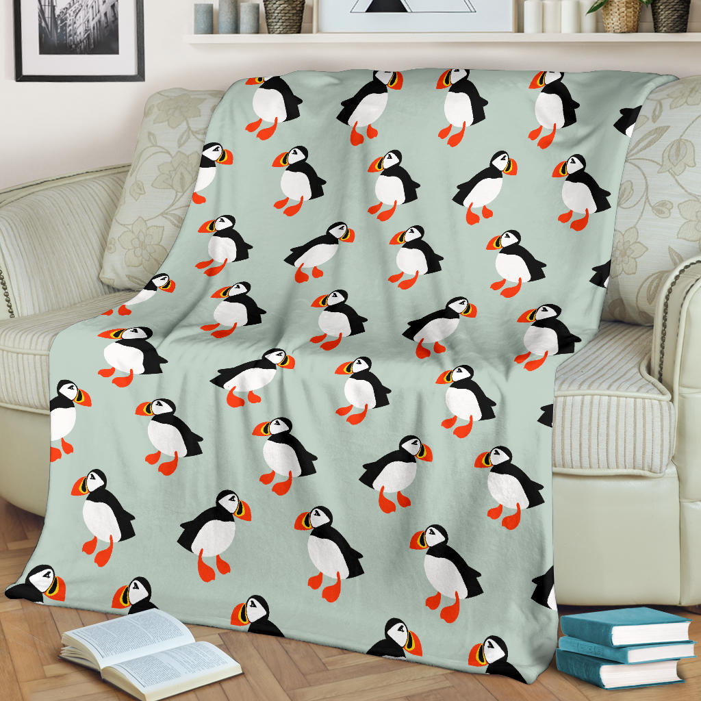 Puffin Pattern Print Design A03 Premium Blanket