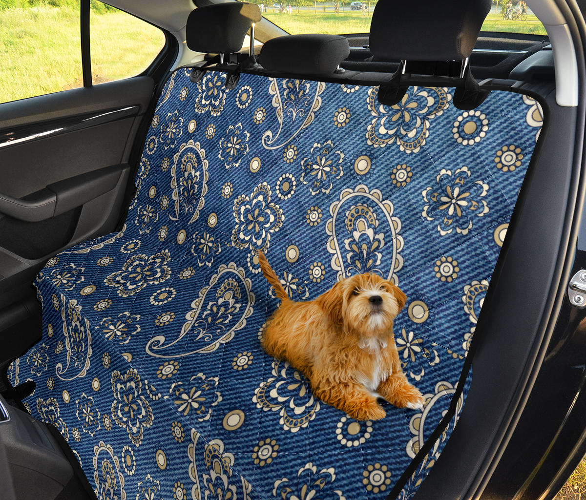 Jean Paisley Pattern Print Design 01 Rear Dog Car Seat Cover Hammock