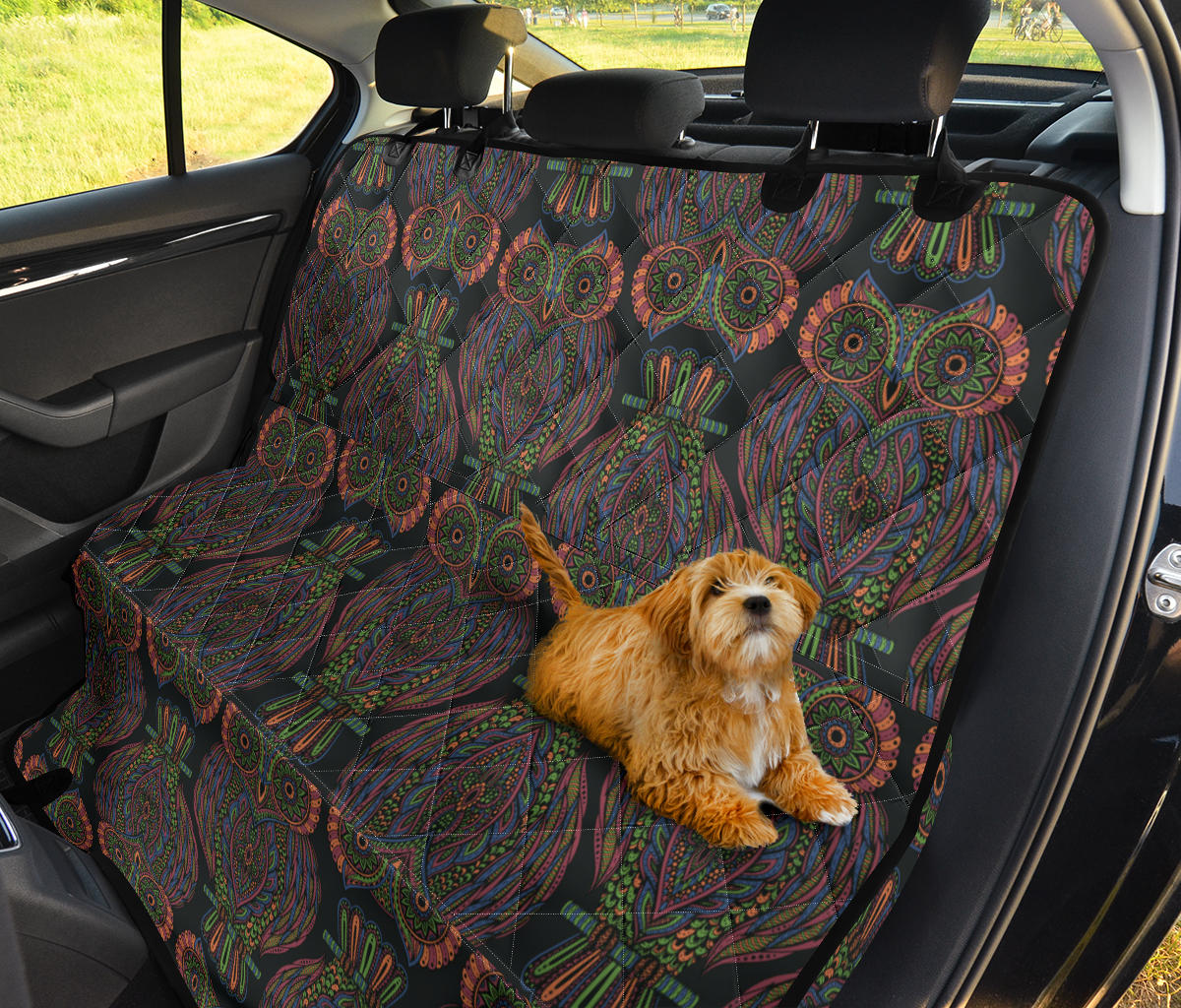 Owl Pattern Print Design A05 Rear Dog Car Seat Cover Hammock