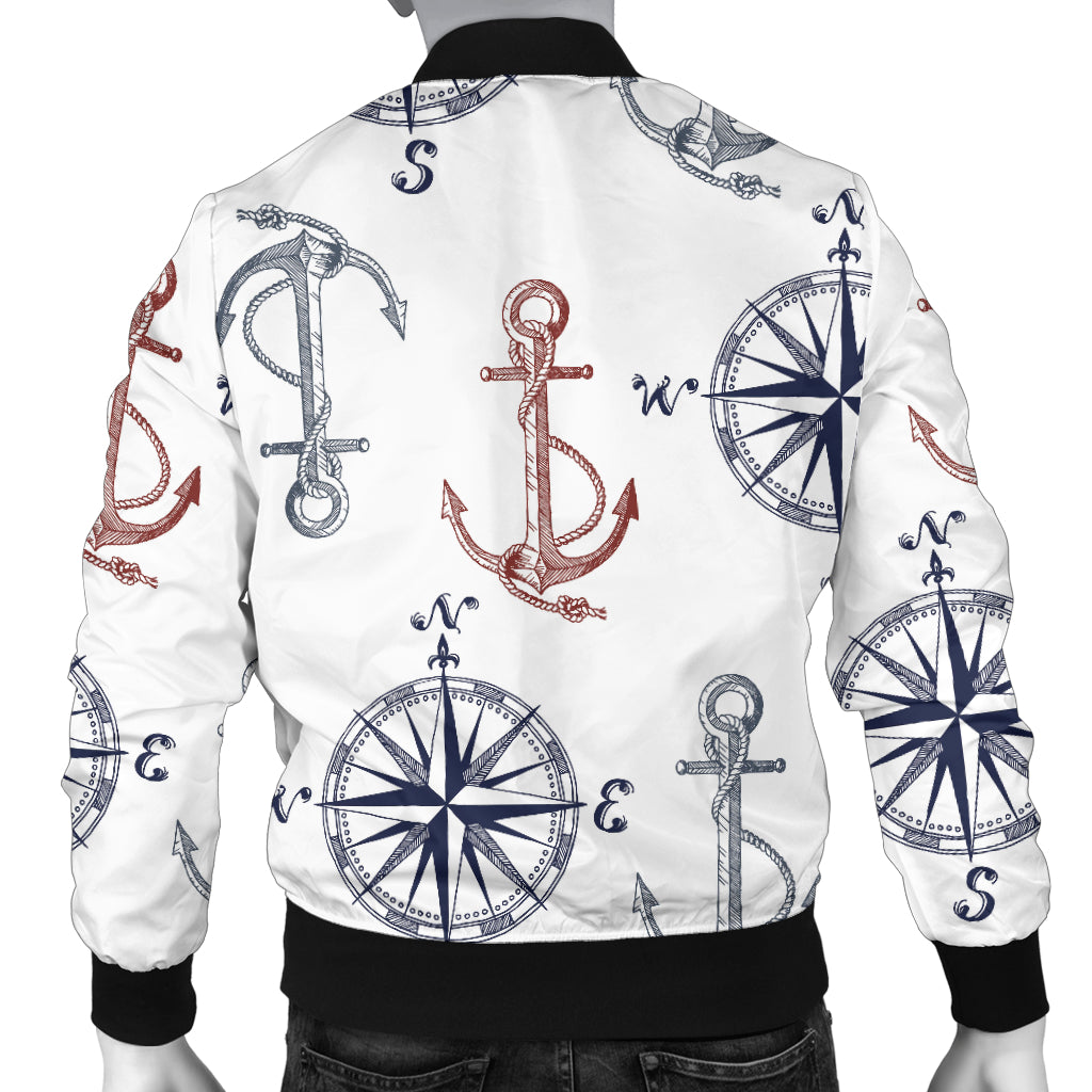 Anchor Pattern Print Design 06 Men Bomber Jacket