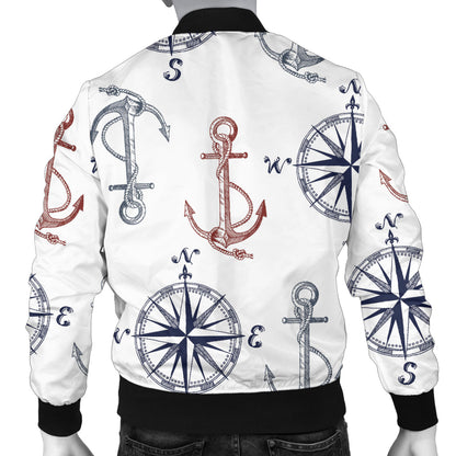 Anchor Pattern Print Design 06 Men Bomber Jacket