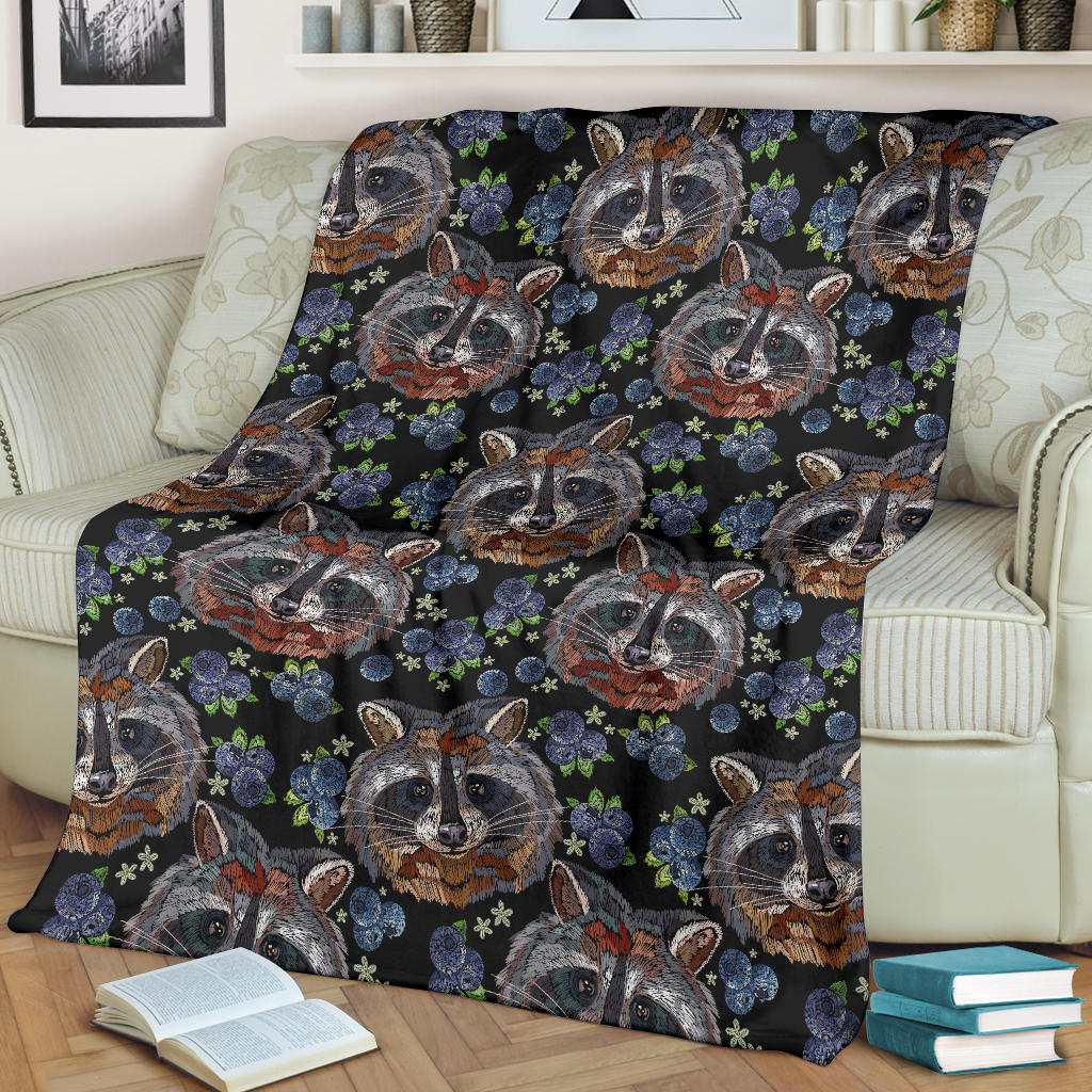 Raccoon Pattern Print Design A03 Premium Blanket
