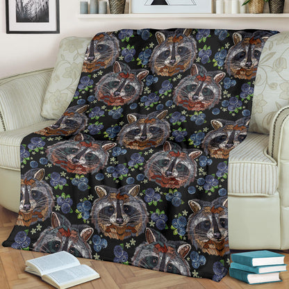 Raccoon Pattern Print Design A03 Premium Blanket