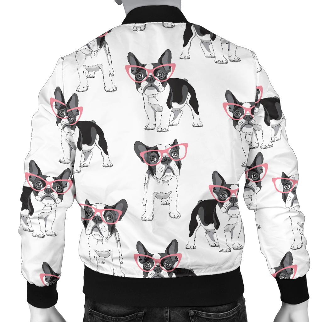 Boston Terrier Pattern Print Design 03 Men Bomber Jacket