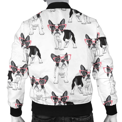 Boston Terrier Pattern Print Design 03 Men Bomber Jacket
