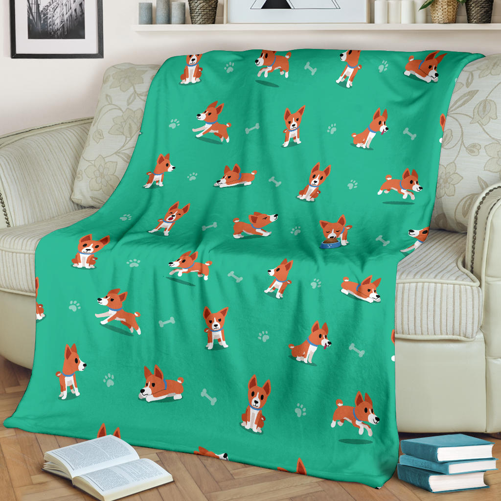 Basenji Pattern Print Design 02 Premium Blanket