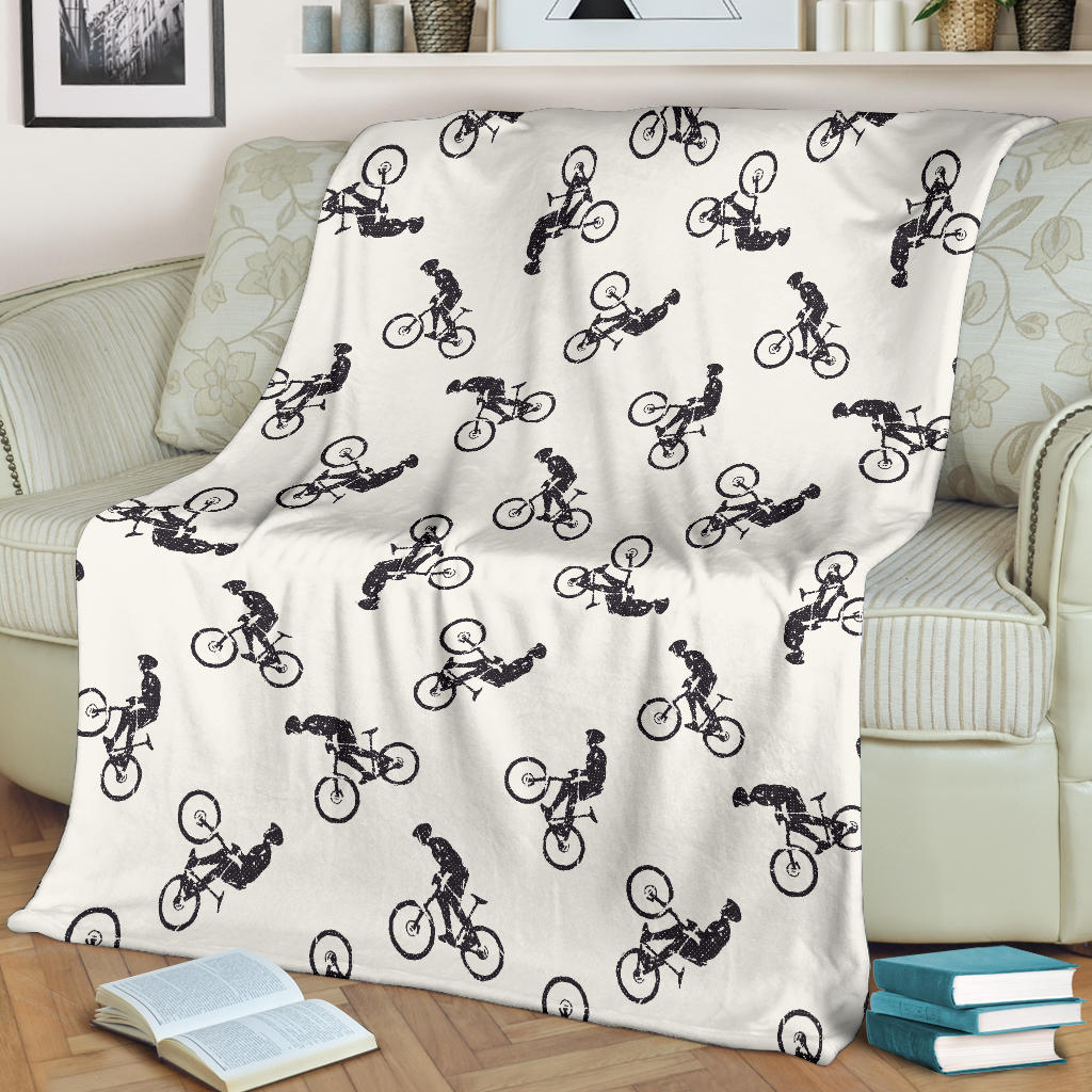 Mountain bike Pattern Print Design 01 Premium Blanket