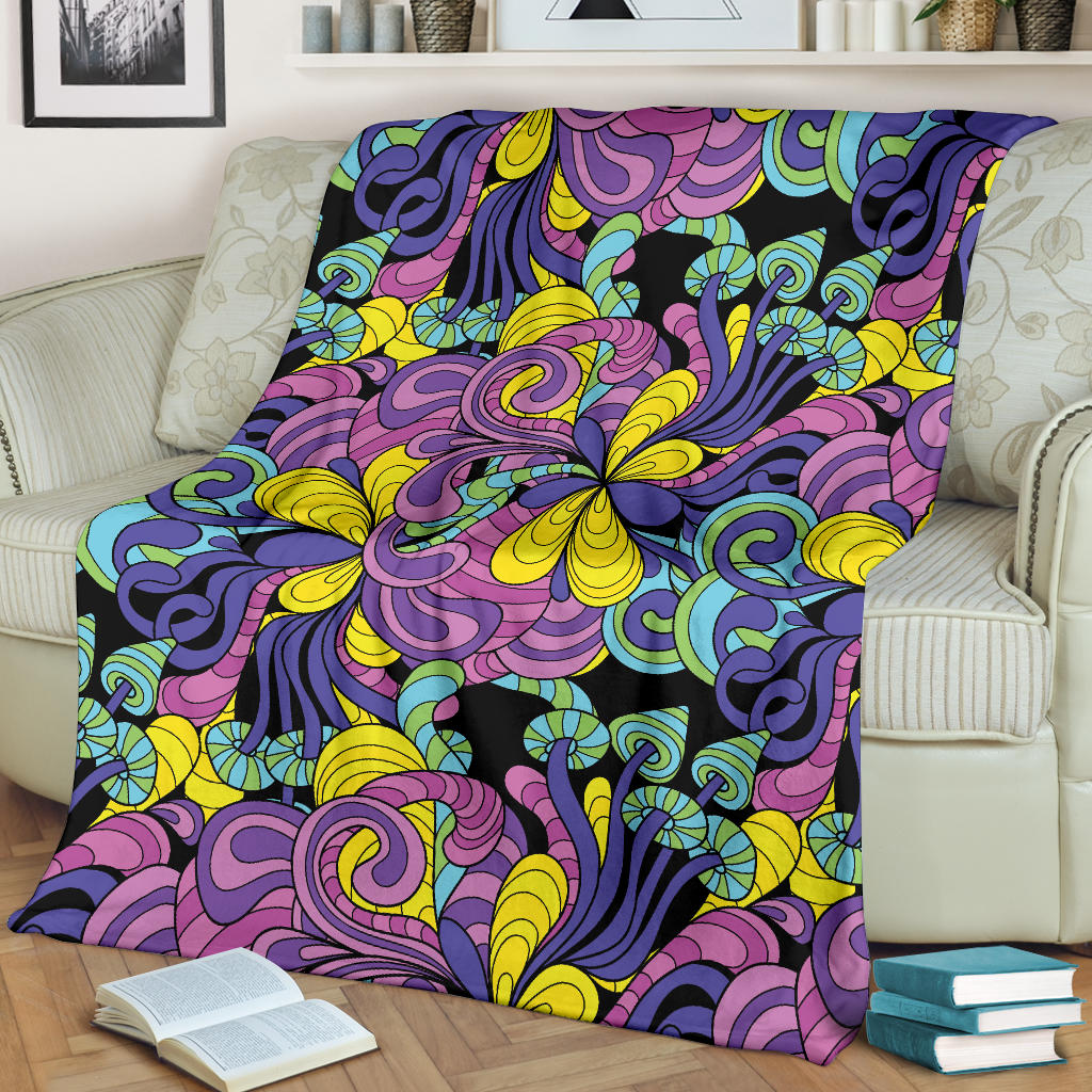 Psychedelic Pattern Print Design A04 Premium Blanket