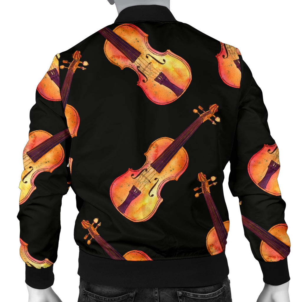 Violin Pattern Print Design 04 Men Bomber Jacket