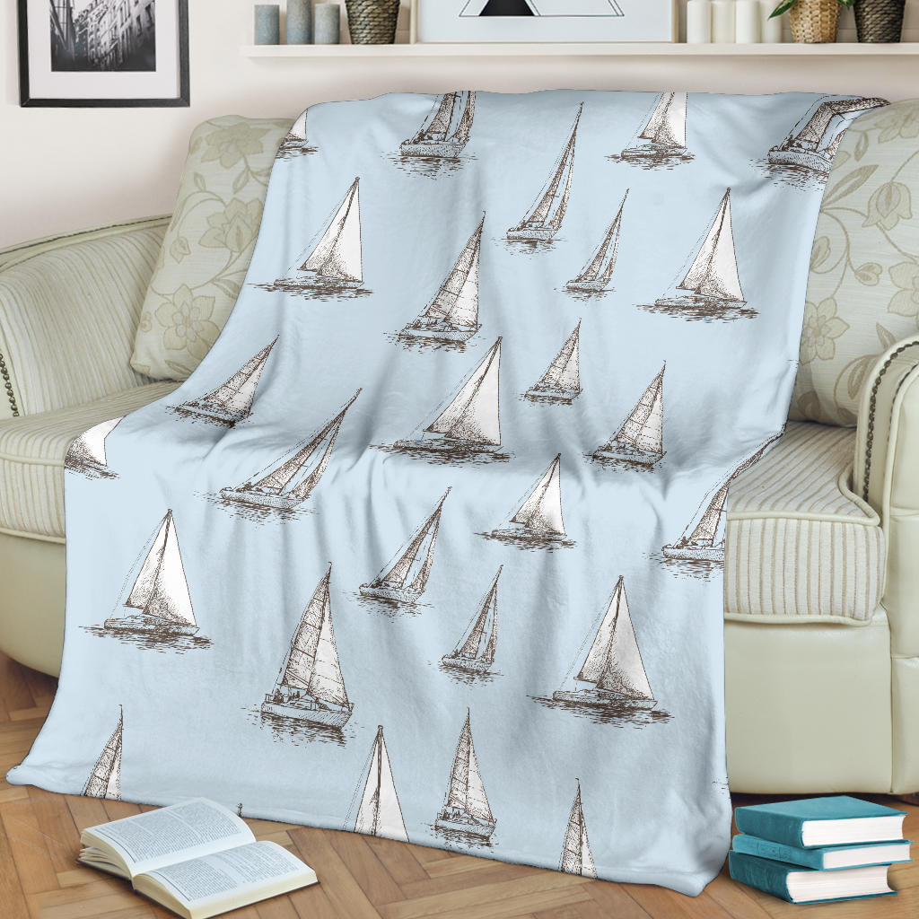 Sailing Ships Pattern Print Design A01 Premium Blanket