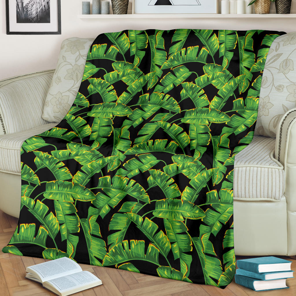 Banana Leaf Pattern Print Design 03 Premium Blanket