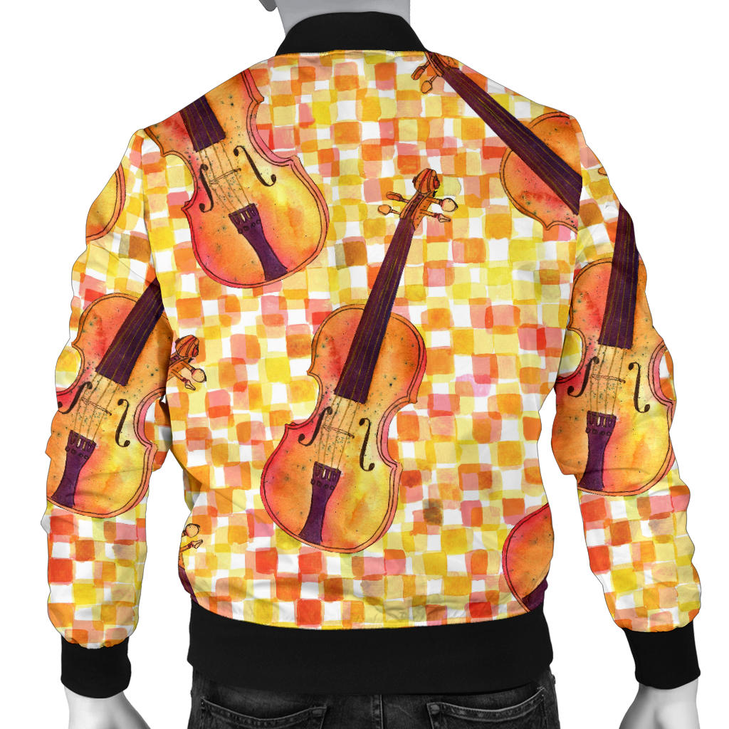 Violin Pattern Print Design 03 Men Bomber Jacket