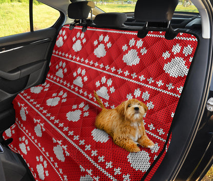 Knit Paw Pattern Print Design 03 Rear Dog Car Seat Cover Hammock