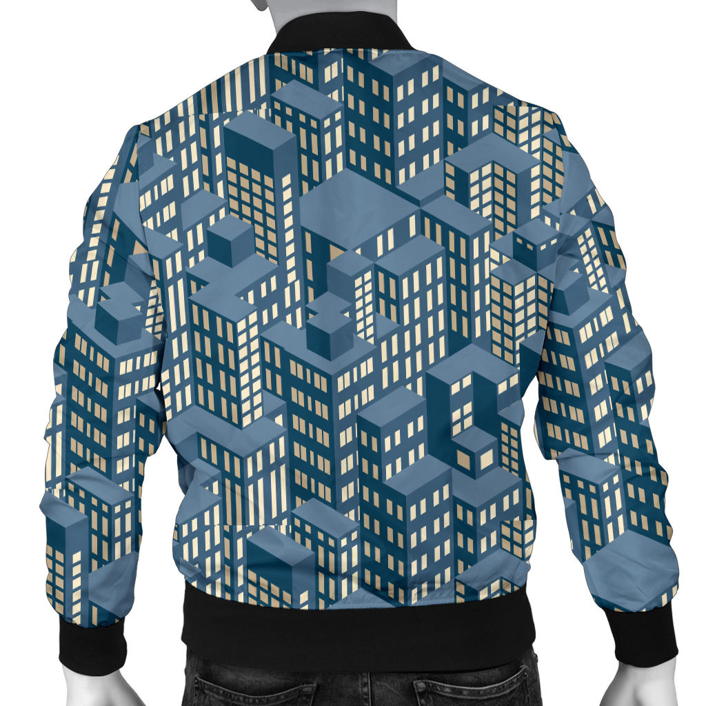 City Pattern Print Design 01 Men Bomber Jacket