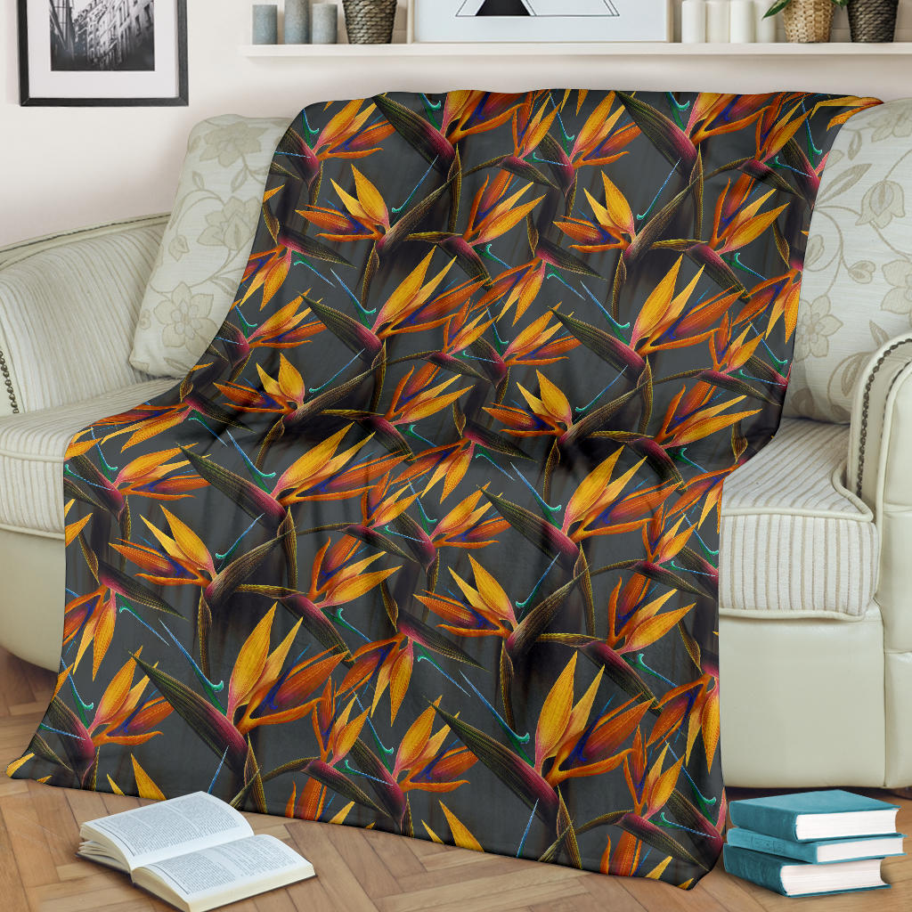 Bird Of Paradise Pattern Print Design 01 Premium Blanket