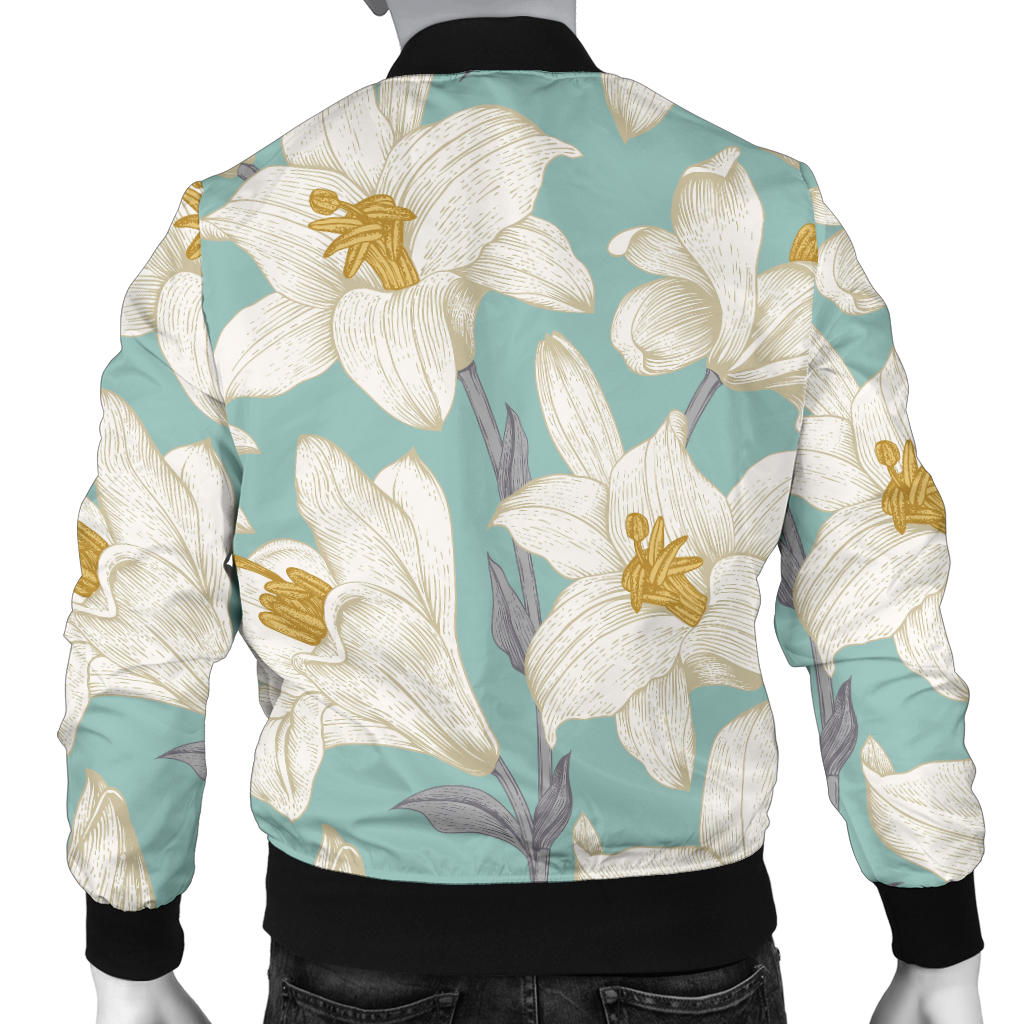 Lily Pattern Print Design 02 Men Bomber Jacket