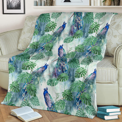 Peacock Pattern Print Design A02 Premium Blanket
