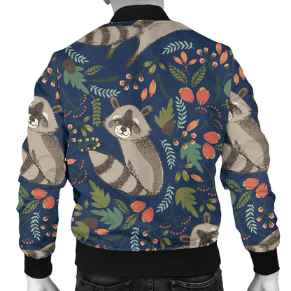 Raccoon Pattern Print Design A02 Men Bomber Jacket
